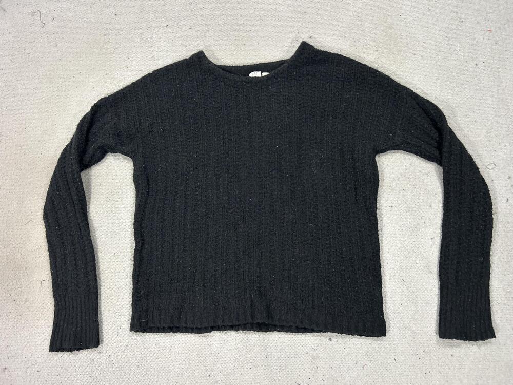 GAP Sweater Womens Medium Black Ribbed Knit Alpaca Wool Blend Quiet Luxury Soft
